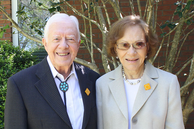 Former US President Jimmy Carter & Rosalynn Carter, who have led successful efforts to eradicate diseases. 