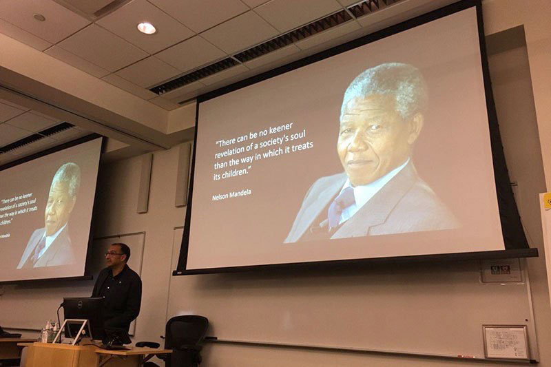 FIA Foundation's Saul Billingsley speaking on child health and social justice at John Hopkins University during the Safe Kids Global Network Meeting.