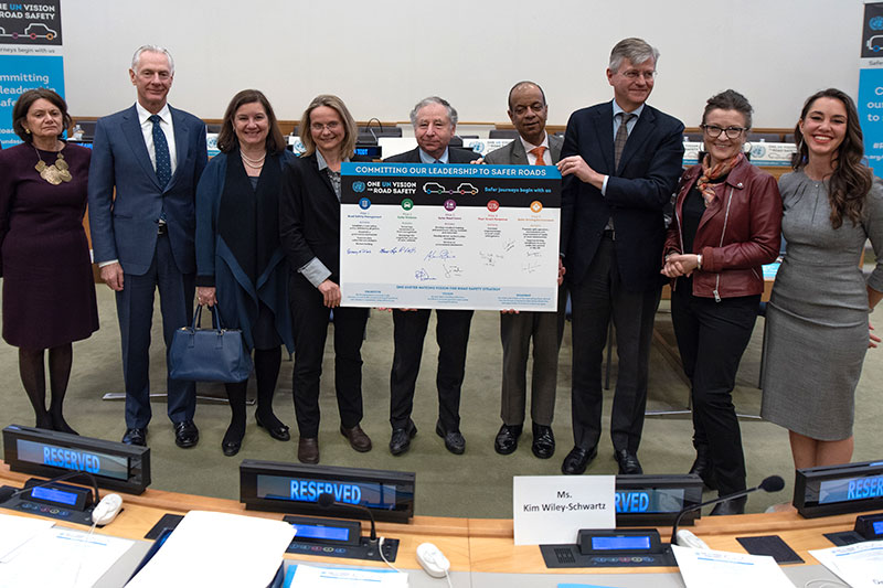 UN leaders signing the Road Safety Pledge to show their commitment to delivering the strategy. (above and below)
