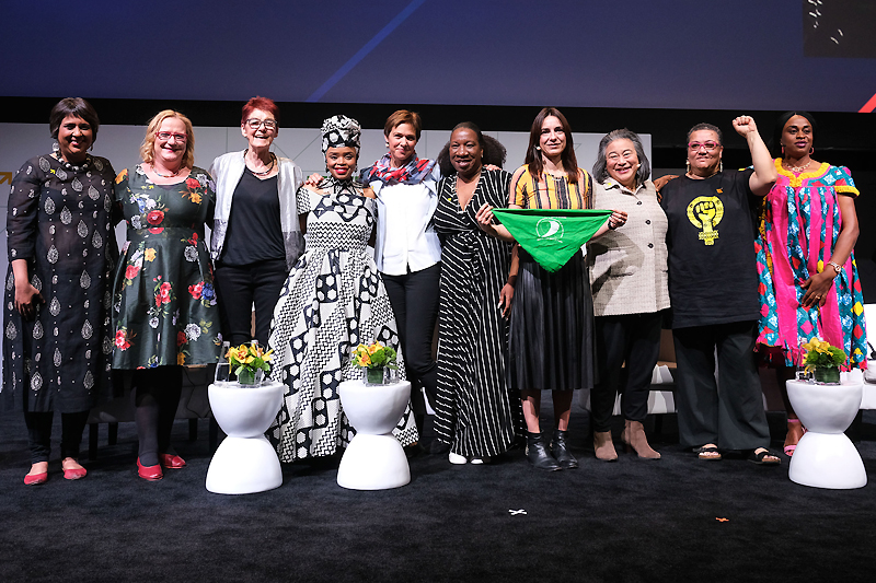 Zoleka Mandela joins #Metoo Founder Tarana Burke, Times Up lead Tina Tchen and other prominent campaigners on the plenary session at Women Deliver.