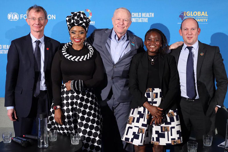 (l-r) Kevin Watkins, CEO, Save the Children UK, Zoleka Mandela, Global Ambassador, Child Health Initiative, Stefan Peterson, Chief of Health, UNICEF, Natasha Mwansa, youth activist, Zambia and Avi Silverman, Deputy Director, FIA Foundation discussed the need for political commitment and resourcing on adolescent issues, including road traffic injury, at This is My Street, Safe and Healthy Journeys for Children and Youth, in Stockholm, Sweden, an official pre-event of the 3rd Global Ministerial Conference on Road Safety.