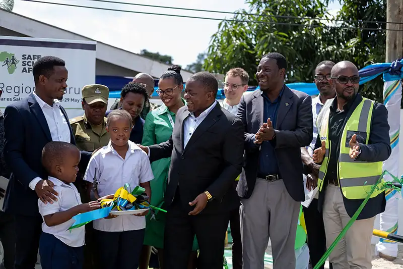 Dignitaries joined schoolchildren at Sinza Maalum Primary School to inaugurate new safety infrastructure.