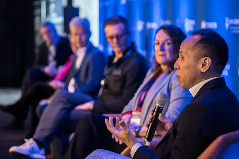 The second panel featured: Luca Pascotto, FIA Head of Road Safety and Global Advocacy; Dan Chen, former 3M Transportation Safety Division President; Analia Jarvis, Autoliv Manager Government Affairs; Lorraine Martin, National Safety Council CEO; Trent Victor, Waymo Director of Safety Research and Best Practices; and Nhan Tran, Head of Safety and Mobility, for the World Health Organization Department of the Social Determinants of Health as moderator.